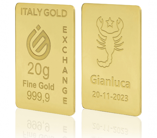 Lingotto Oro 24Kt da 20 gr. segno zodiacale Scorpione  IGE GOLD